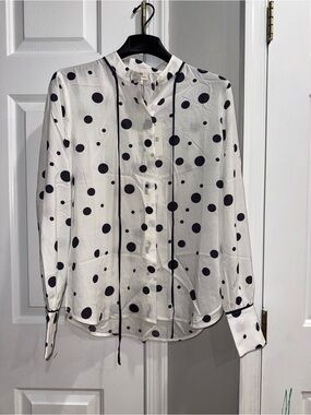 Ag Adriano Goldschmied White Shirt with Black Polka Dots